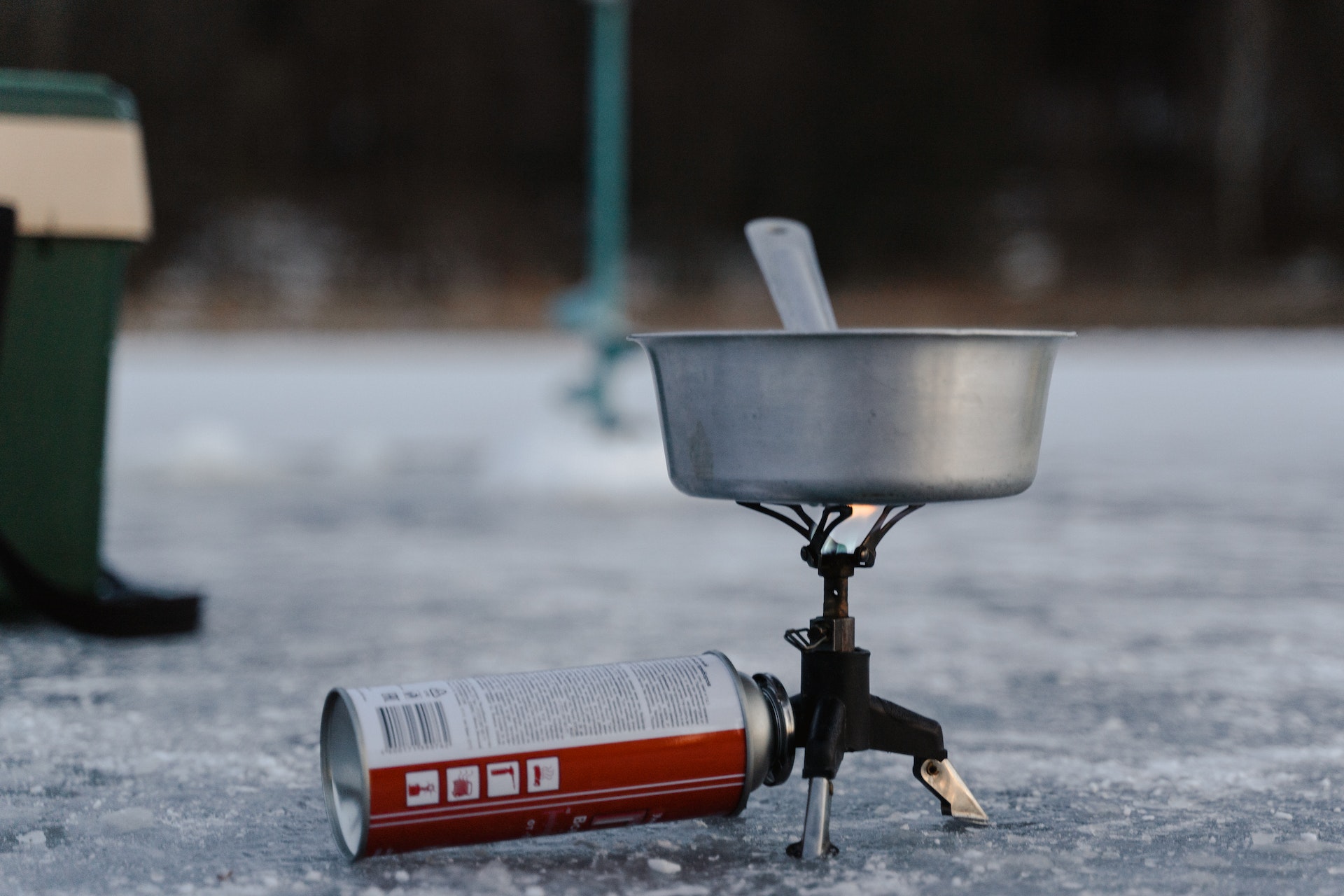 Backpacking stove in action