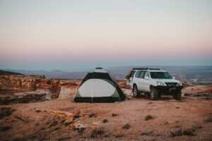 Camping with a car in the nature