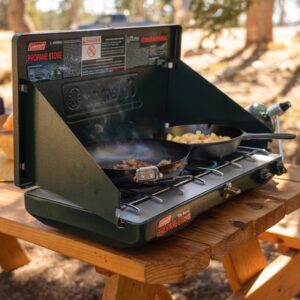 Best two burner budget friendly camping stove is Coleman Classic
